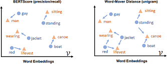 Notion of similarity in BERTScore and MoverScore.